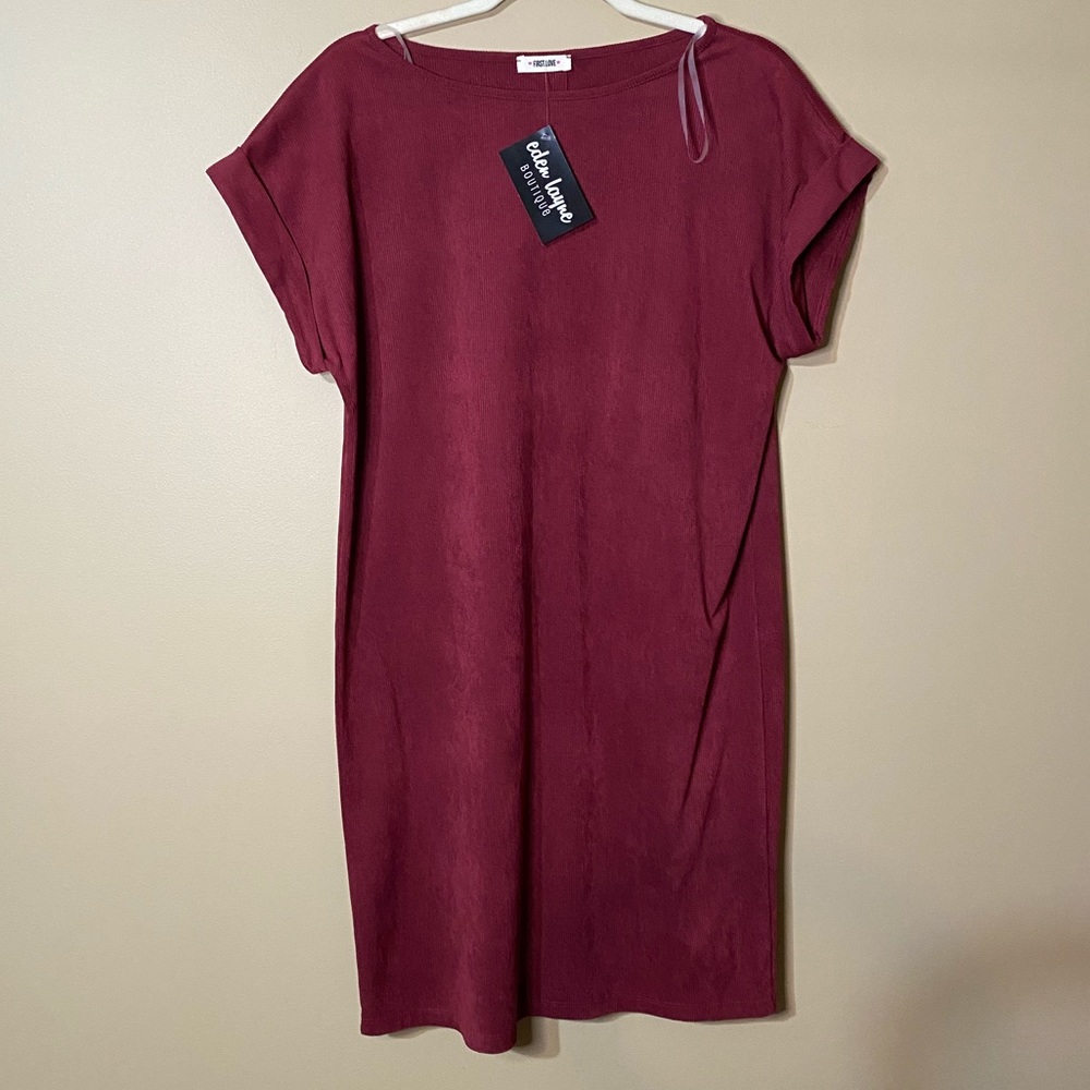 First Love Corduroy Maroon Dress. Size: Small